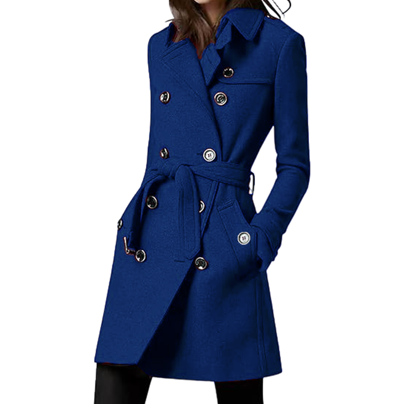 Wool Coat Peacoat - Gabardina para mujer, mezcla de lana,