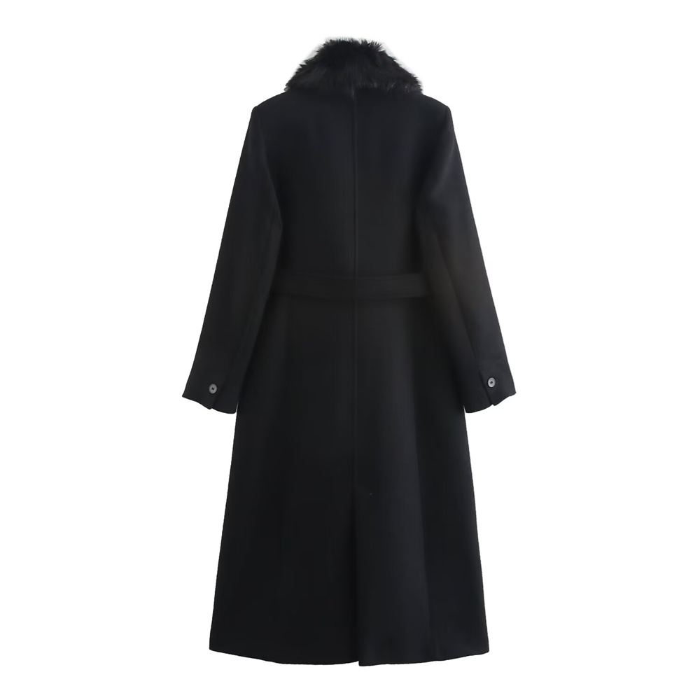 Abrigo con cuello de piel cáli - Wool Coat Peacoat reseña y precio