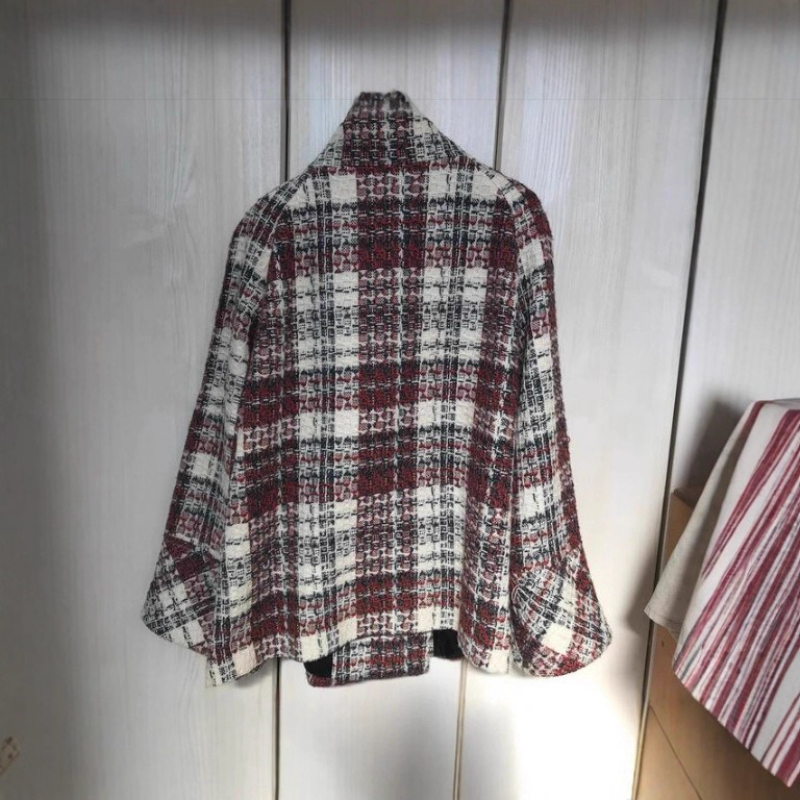 Abrigo cálido a cuadros con cu - Wool Coat Peacoat reseña y precio
